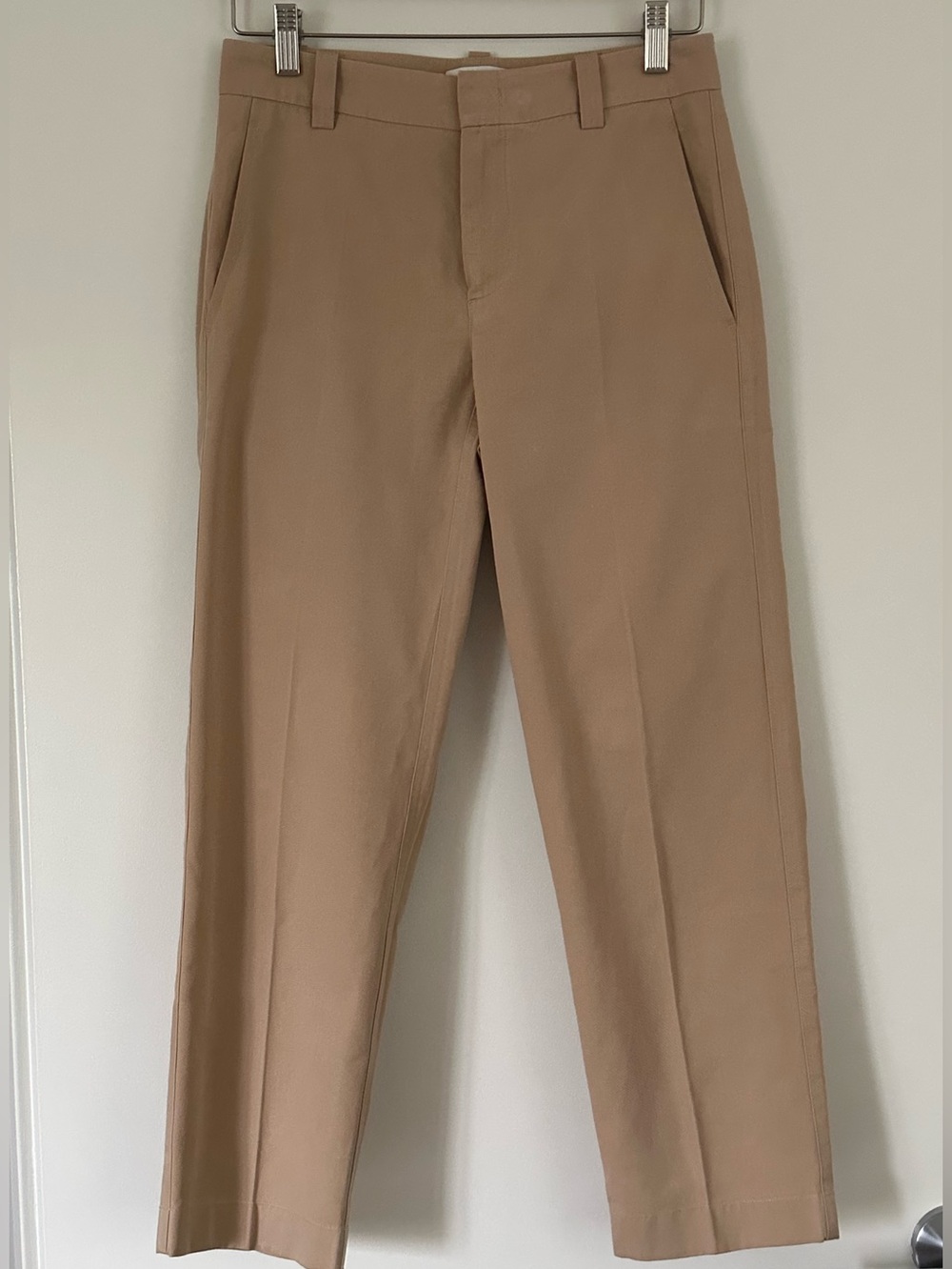 Vince Pale Wheat Low Rise Washed Cotton Crop Chino Pant Trouser 00